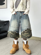 Patchwork Denim Shorts