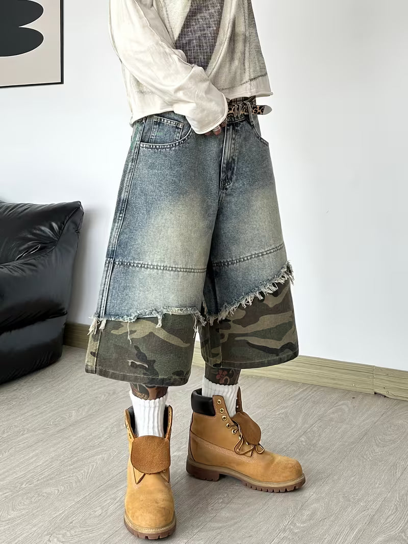 Patchwork Denim Shorts