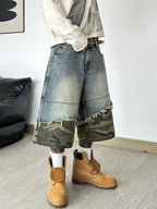 Patchwork Denim Shorts