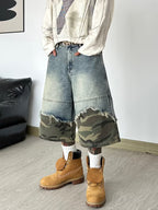 Patchwork Denim Shorts