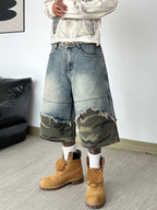 Patchwork Denim Shorts