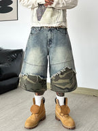 Patchwork Denim Shorts
