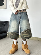 Patchwork Denim Shorts